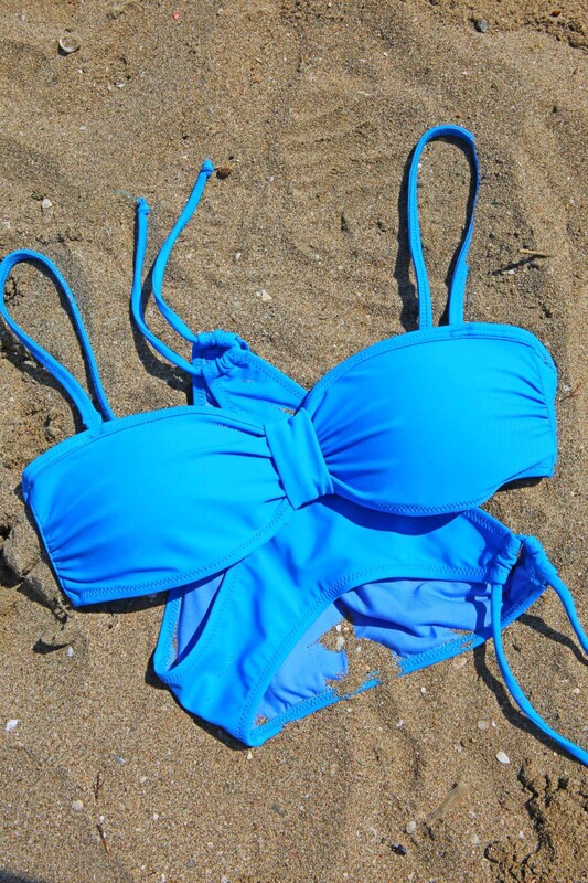Straplez Önden Bağlı Bikini MAVİ - Thumbnail
